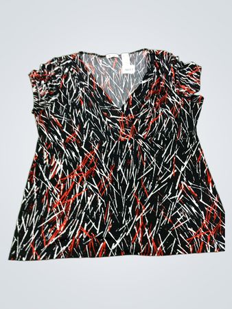 Liz & Co. Damen V-Ausschnitt Oberteil mit abstraktem Druck