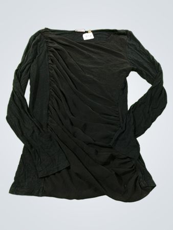 DKNY Schwarzes Raffung Langarm-Shirt
