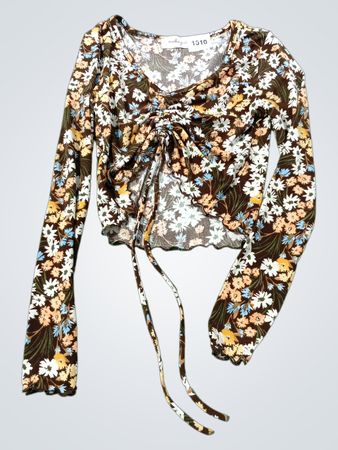 Audrey 3+1 Floral Print Ruched Long Sleeve Top