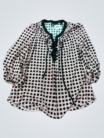 7th Avenue Design Studio Pink Black Polka Dot Bluse