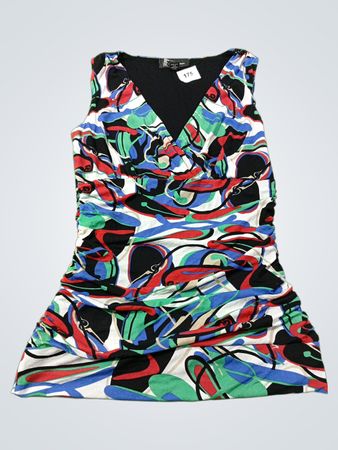 INC International Concepts Ärmelloses Raffung Druckkleid