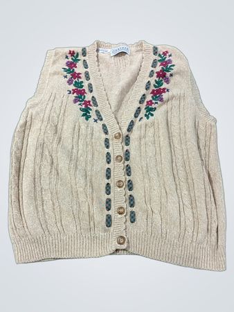 JANTZEN CLASSICS handbestickte beige Strickweste