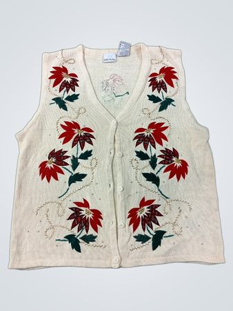 Bobbie Brooks Damen Creme Blumen Knopfleiste Weste