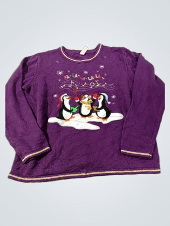 Lila Pinguin Weihnachtspullover