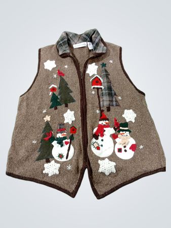 Victoria Jones Damen Weihnachtsweste mit Schneemann- und Baumapplikationen