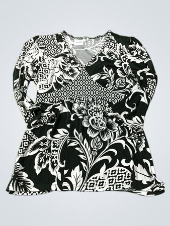 Schwarz-weißer Blumenmuster-Top