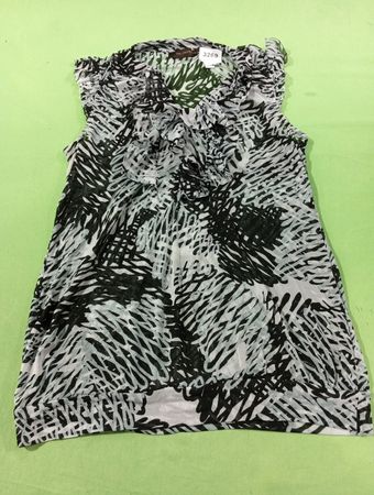 Die Limited Damen ärmellose Bluse mit Rüschenfront und transparentem Druck