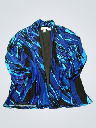 Dressbarn Blauer abstrakter Druck Cardigan