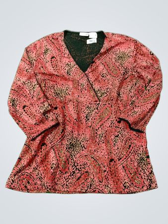 East 5th Damen Rote Paisley-Druck V-Ausschnitt Bluse