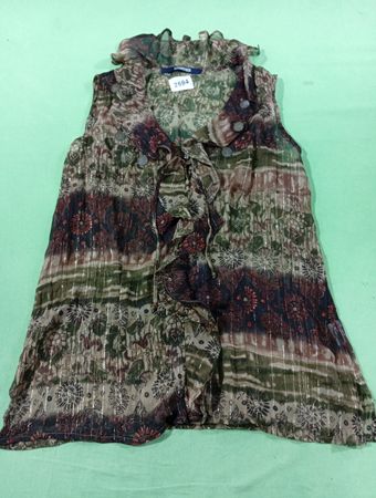 LEGRENER Ärmellose Bluse mit Rüschen und floralem Druck