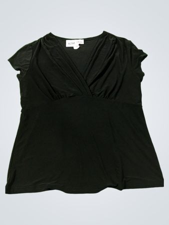 Schwarzes D'luxe Rose V-Ausschnitt Top