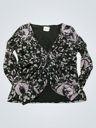 Apt 9 Petite Damen Schwarz Lila Floral Twist Front Langarmtop