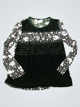 Schwarz-weißes Blütenmuster Langarmshirt mit Etikett 3216