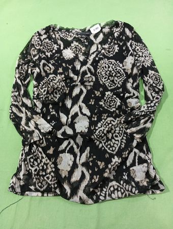 INC International Concepts Damen Schwarz & Weiß Print Langarm-Oberteil