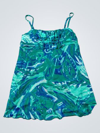 INC International Concepts Damen Kleid mit abstraktem Druck und Spaghettiträgern