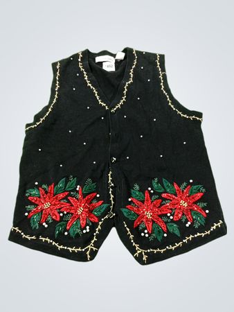 Victoria Jones Schwarzer Weihnachtsstern Beaded Sweater Vest