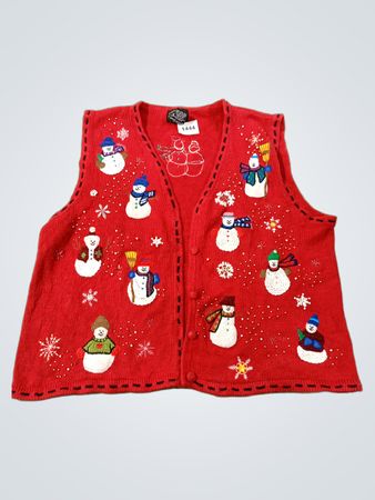 Rote Schneemann-Weihnachtsweste