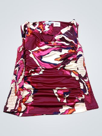 ANTONIO MELA Damen Ärmelloses Rüschen-Blumenmuster Top Größe M