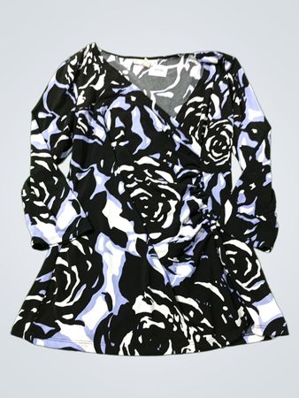 Dana Buchman Damen Floral Print Raffung Wickel-Oberteil