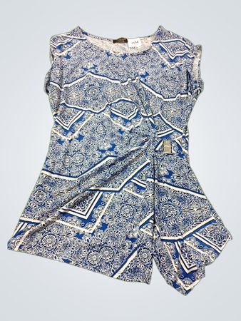 FYLO LONDON Blaue und Weiße Gemusterte Tunika