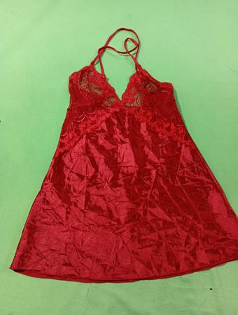 Rote Satin Spitze Babydoll