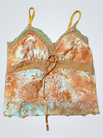 Orange Floral Print Spitze Besatz Cami Top mit Band