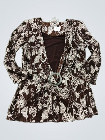 Le Grange Brown Floral Print Bluse mit Ringdetails