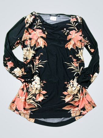 ELEMENTZ Schwarzes Florales Druck Langarmoberteil