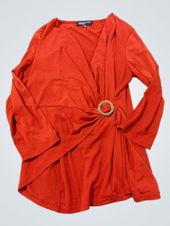 Jones New York Signature Red Draped Top