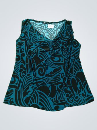 BEECHERS BROOK XL/TG Blau und Schwarz gemustertes ärmelloses Top