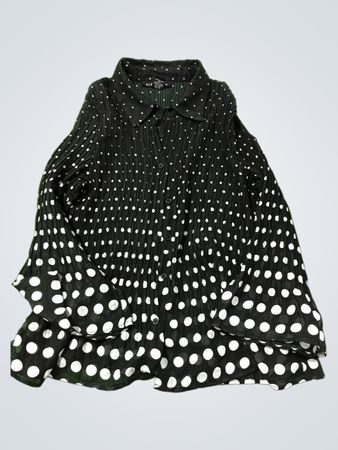 ELEGANCIA Schwarze Pünktchen Faltenbluse
