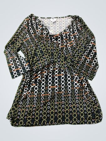 Worthington Stretch Damen Schwarz Geometrisches Muster Langarmkleid Größe L
