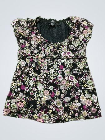 Allison Morgan Damen Schwarz Floral Print Kurzarmshirt