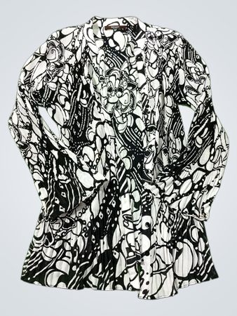 Belissimo New York Schwarzes und Weißes Floralprint Faltenbluse