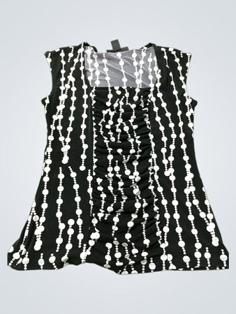 Style & Co. Petite Schwarz-Weiße Perlenmuster Bluse