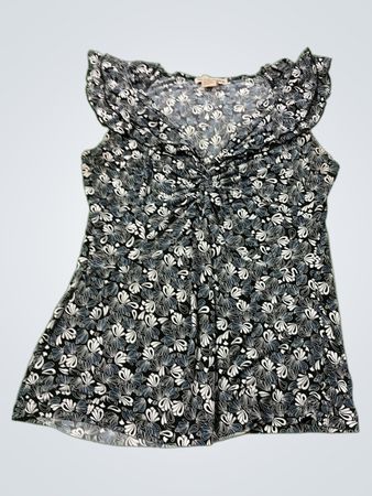 SUSAN LAWRENCE Schwarzes und Weißes Blumenmuster Top