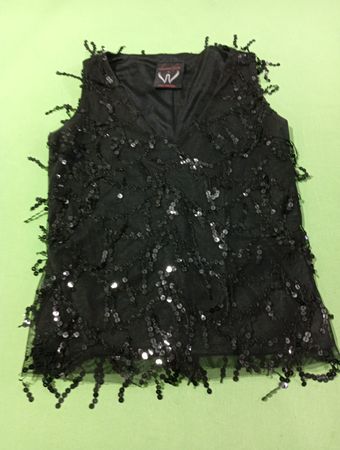 Schwarzes Pailletten ärmelloses Top