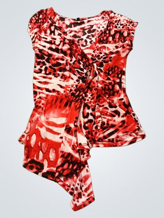 NWD New Woman Design Damen Roter Leopardenmuster Asymmetrischer Top