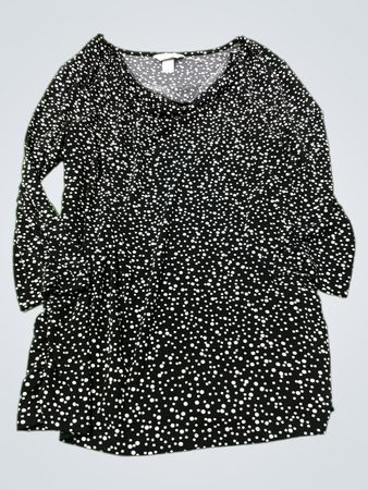christopher & bank Damen schwarze und weiße Polka-Dots langärmliges Oberteil Größe M