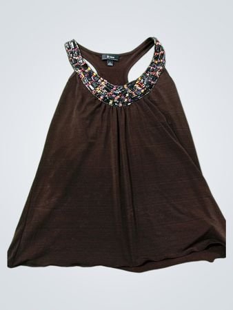 B.wear Damen Braun Verziertes Neck Tank Top