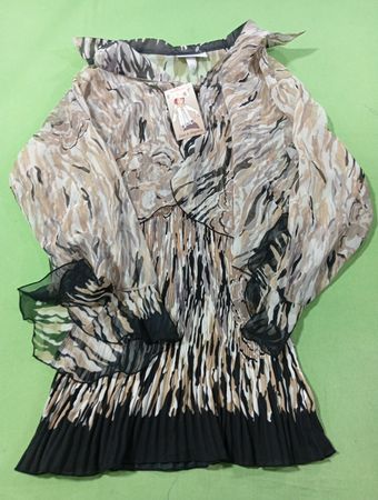 Dressbarn Damen Falten Tierdruck Bluse