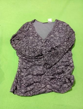 Damen Raffung V-Ausschnitt Top mit Kreis Muster