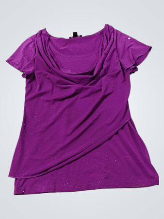 Jessica Damen Lila Glitzer Cowl Neck Top