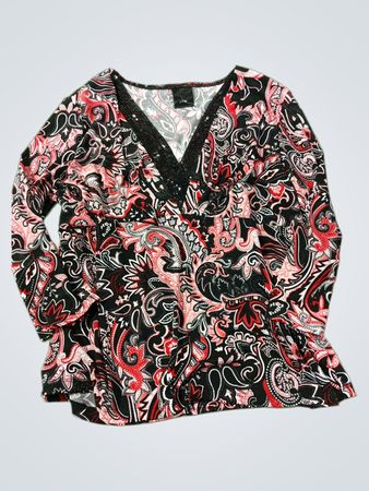 J.T.B. Damen Bluse mit Paisleydruck und V-Ausschnitt