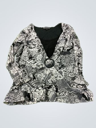 Elementz Schwarz und Weiß Blumenmuster Oberteil mit Ringdetail