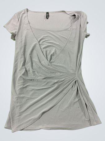 jasonmaxwell Grauer Wickel-Front Kurzarm-Top