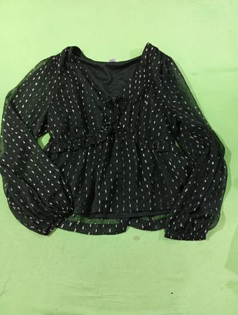 Old Navy Schwarze Langarm-Peplum-Bluse