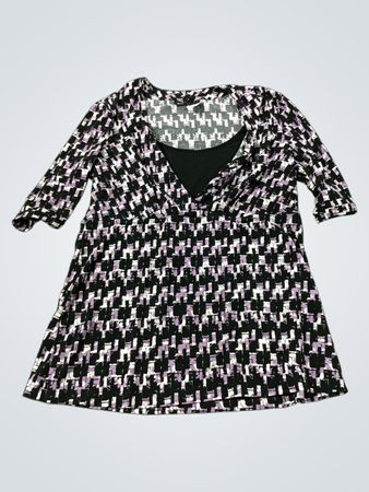 Damen Top mit 3/4-Ärmeln und geometrischem Druck