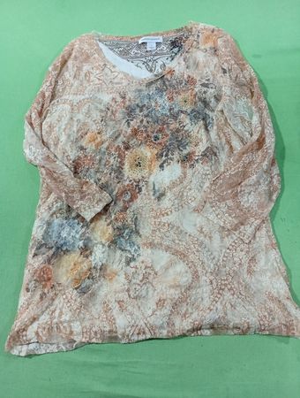 christopher & banks Damen Tunika mit Spitzenoverlay und Blumenmuster