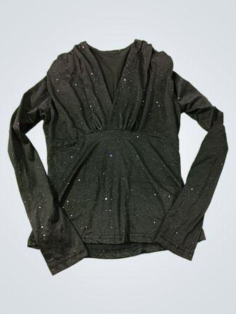 Schwarzes Glitzer Langarmoberteil